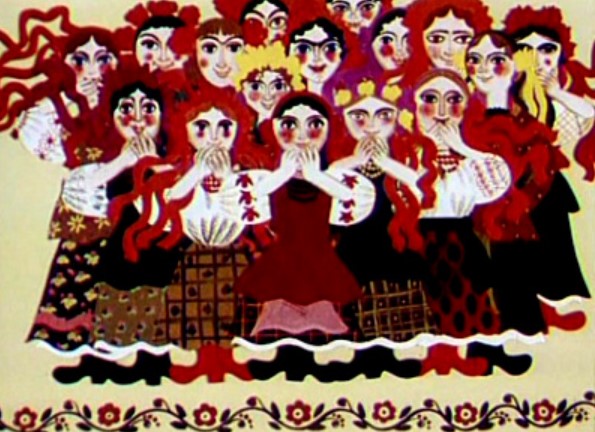 Українки. Кадр із мультфільму «Як жінки чоловіків продавали», режисерка Ірина Гурвич, Київнаукфільм, 1972 рік